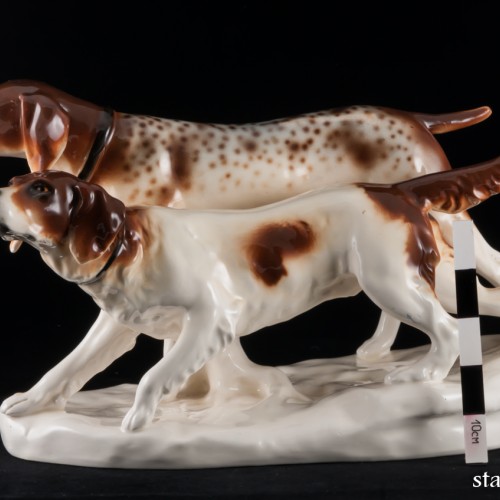 Две охотничьих собаки, Schafer & Vater, Германия, 1890-1927 гг