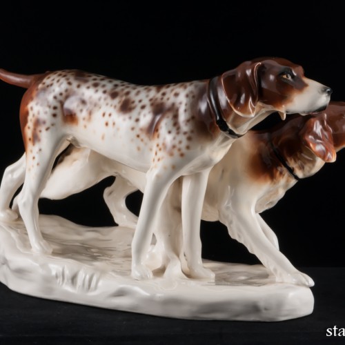 Две охотничьих собаки, Schafer & Vater, Германия, 1890-1927 гг