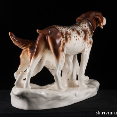 Две охотничьих собаки, Schafer & Vater, Германия, 1890-1927 гг