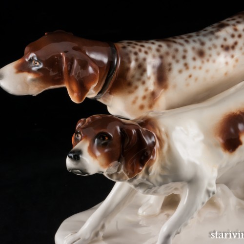 Две охотничьих собаки, Schafer & Vater, Германия, 1890-1927 гг