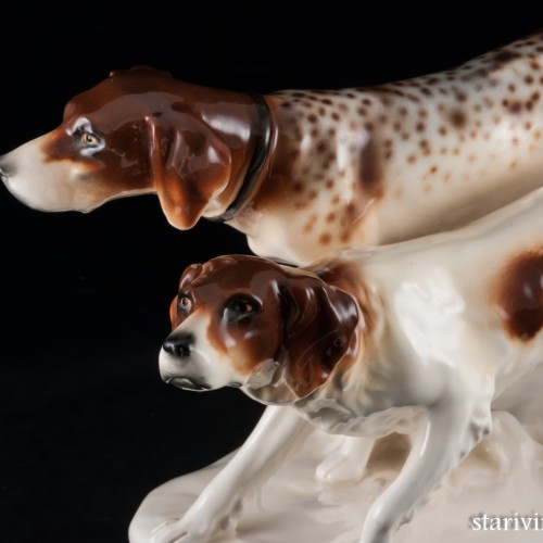 Две охотничьих собаки, Schafer & Vater, Германия, 1890-1927 гг