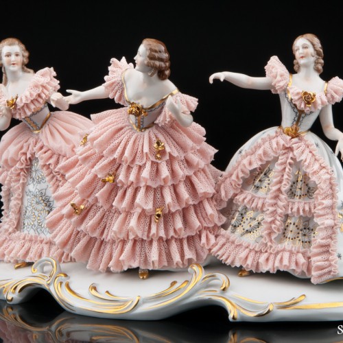 Три девушки в кружевных платьях, Muller & Co, Германия, нач. 20 в