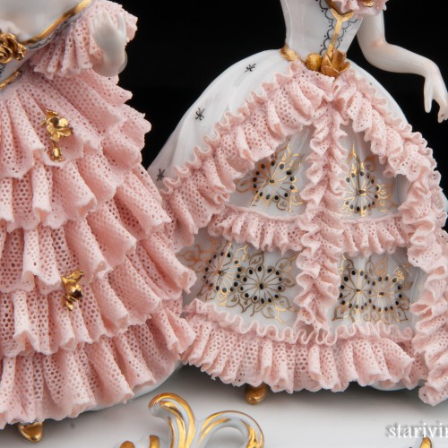 Три девушки в кружевных платьях, Muller & Co, Германия, нач. 20 в