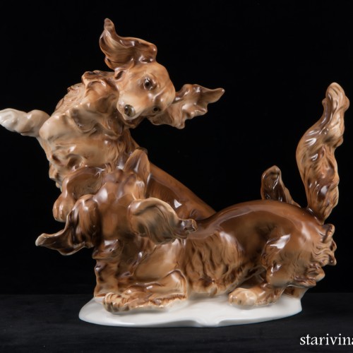 Играющие длинношерстные таксы, Hutschenreuther, Германия, 1938-55 гг