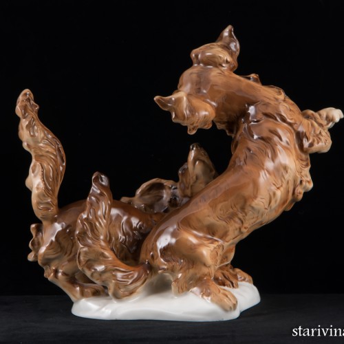 Играющие длинношерстные таксы, Hutschenreuther, Германия, 1938-55 гг