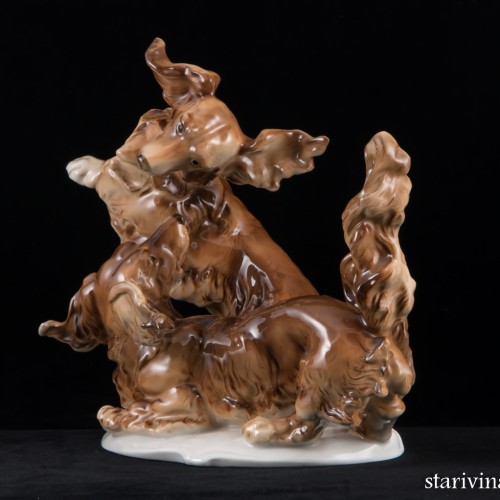 Играющие длинношерстные таксы, Hutschenreuther, Германия, 1938-55 гг