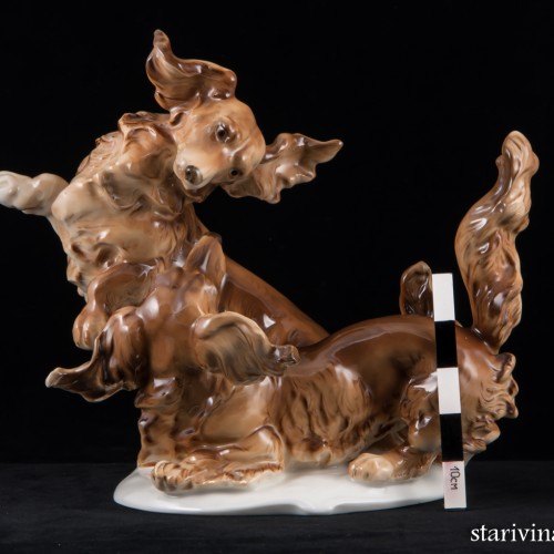 Играющие длинношерстные таксы, Hutschenreuther, Германия, 1938-55 гг