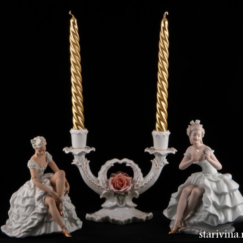 Двухрожковый подсвечник, канделябр, Karl Ens, Германия, 1920-30 гг