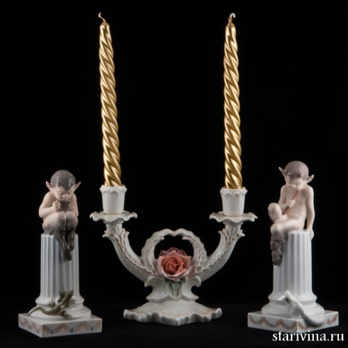 Двухрожковый подсвечник, канделябр, Karl Ens, Германия, 1920-30 гг