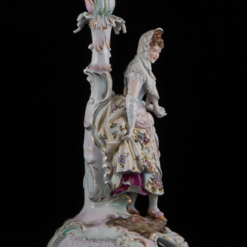 Подсвечник "Девушка в кружевном платке", E. A. Muller, Германия, 19 в