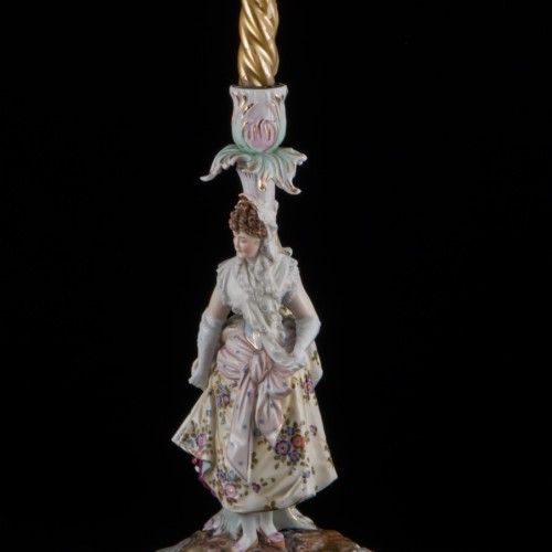 Подсвечник "Девушка в кружевном платке", E. A. Muller, Германия, 19 в