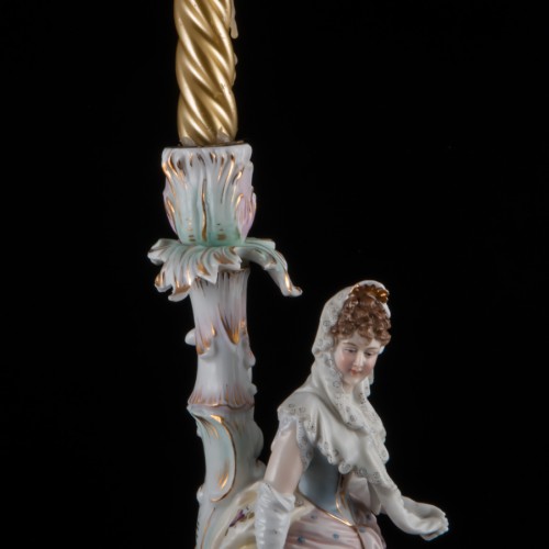 Подсвечник "Девушка в кружевном платке", E. A. Muller, Германия, 19 в