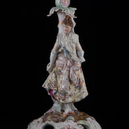 Подсвечник "Девушка в кружевном платке", E. A. Muller, Германия, 19 в