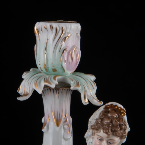 Подсвечник "Девушка в кружевном платке", E. A. Muller, Германия, 19 в