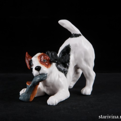 Щенок джек рассел с ботинком, Royal Doulton, Великобритания, вт. пол. 20 в