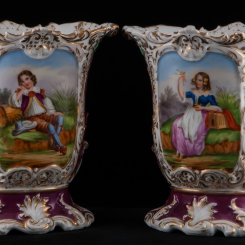 Фарфоровые вазы с ручной росписью, Франция, 19 в