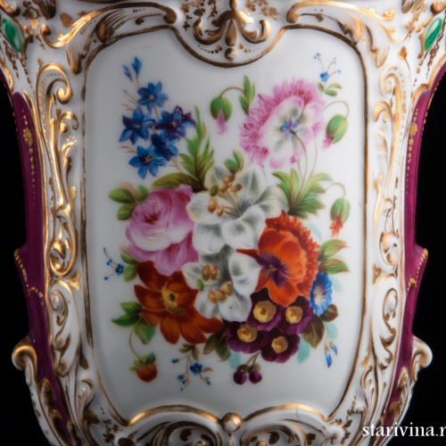 Фарфоровые вазы с ручной росписью, Франция, 19 в