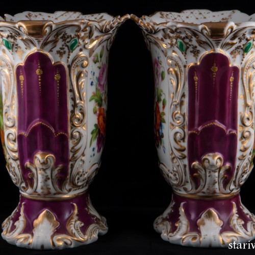 Фарфоровые вазы с ручной росписью, Франция, 19 в