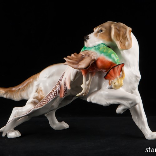 Собака ирландский сеттер с фазаном, Hutschenreuther, Германия, 1955-68 гг