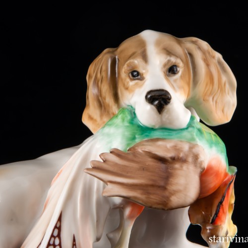 Собака ирландский сеттер с фазаном, Hutschenreuther, Германия, 1955-68 гг