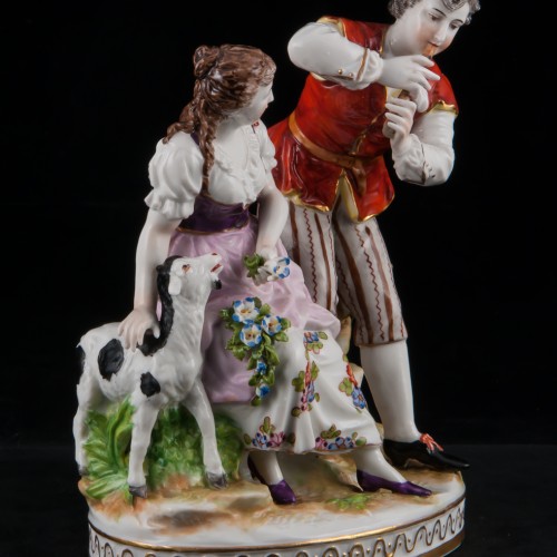 Пара с флейтой и козочкой, Volkstedt, Германия, до 1935 г