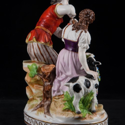 Пара с флейтой и козочкой, Volkstedt, Германия, до 1935 г