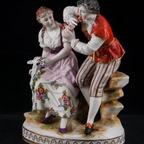 Пара с флейтой и козочкой, Volkstedt, Германия, до 1935 г