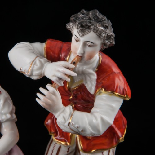 Пара с флейтой и козочкой, Volkstedt, Германия, до 1935 г