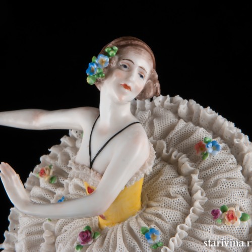 Балерина в классической пачке, кружевная, E. A. Muller, Германия, до 1927 г