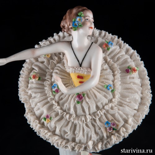 Балерина в классической пачке, кружевная, E. A. Muller, Германия, до 1927 г