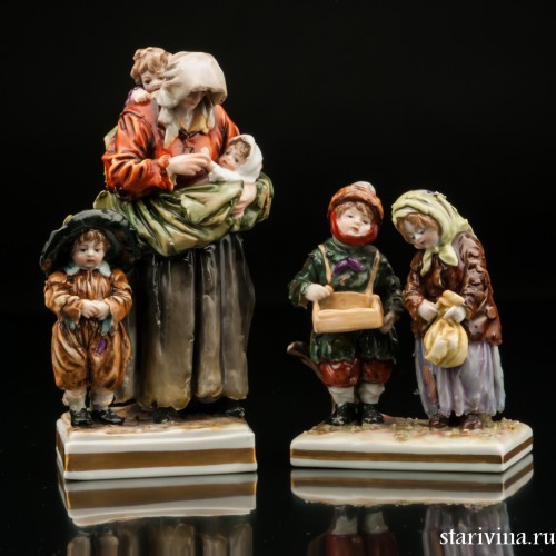 Нищенка с тремя детьми, Volkstedt, Германия, кон. 19 - нач. 20 вв