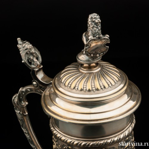 Металлическая кружка 1 л, серебрение, WMF, Германия, ок. 1900 гг