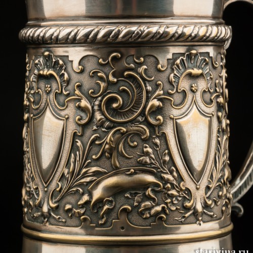 Металлическая кружка 1 л, серебрение, WMF, Германия, ок. 1900 гг