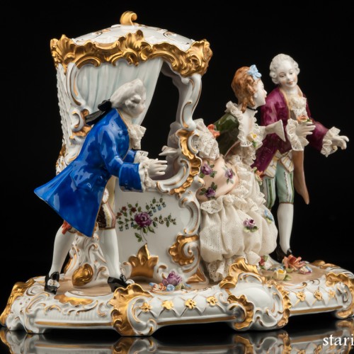 Сценка у портшеза (карета, кружевная), Unterweissbach, Германия, 1950 гг