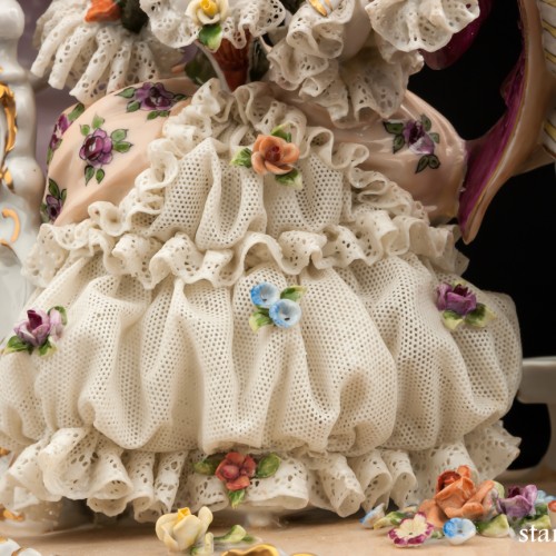 Сценка у портшеза (карета, кружевная), Unterweissbach, Германия, 1950 гг