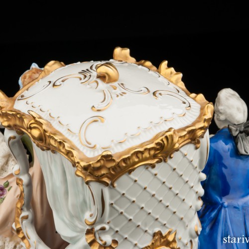 Сценка у портшеза (карета, кружевная), Unterweissbach, Германия, 1950 гг