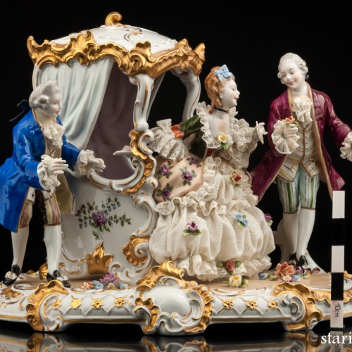 Сценка у портшеза (карета, кружевная), Unterweissbach, Германия, 1950 гг