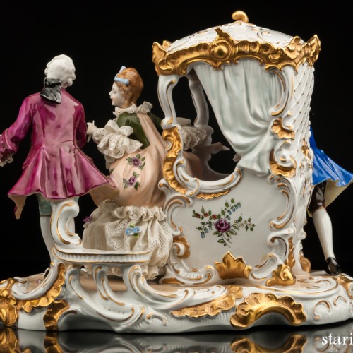 Сценка у портшеза (карета, кружевная), Unterweissbach, Германия, 1950 гг