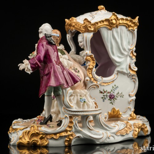 Сценка у портшеза (карета, кружевная), Unterweissbach, Германия, 1950 гг