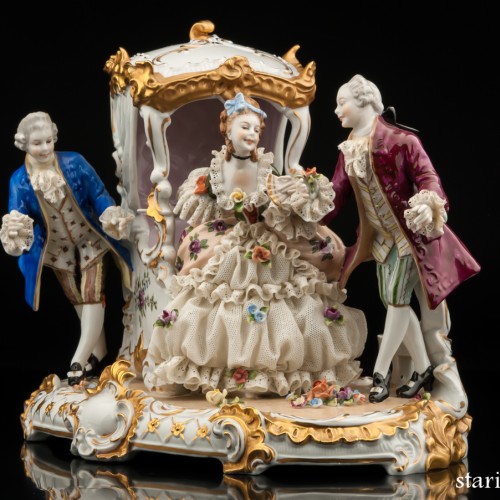 Сценка у портшеза (карета, кружевная), Unterweissbach, Германия, 1950 гг