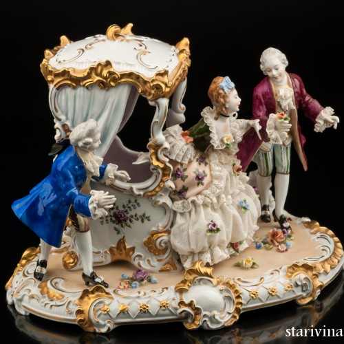 Сценка у портшеза (карета, кружевная), Unterweissbach, Германия, 1950 гг