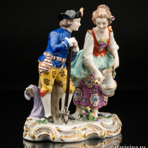 Пара с лопатой и лейкой, Sitzendorf, Германия, сер. 20 в