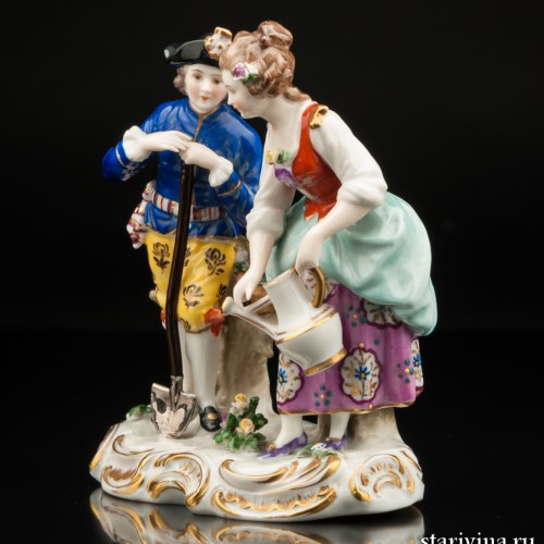 Пара с лопатой и лейкой, Sitzendorf, Германия, сер. 20 в