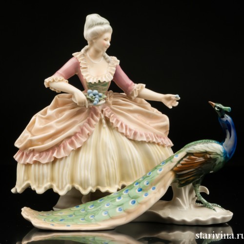 Дама с павлином, Karl Ens, Германия, 1920-30 гг