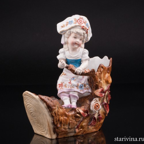 Девочка на кораблике, вазочка, Германия, нач. 20 в