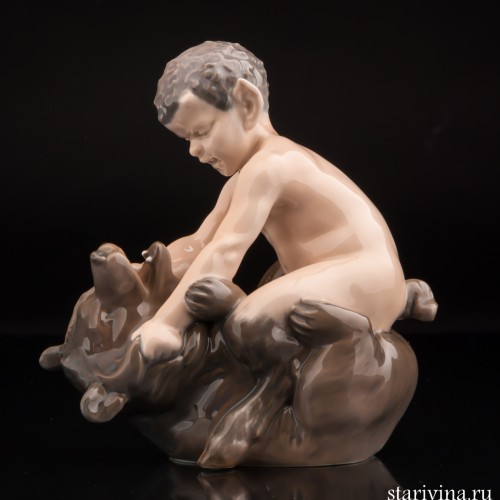 Фавн с медведем, Royal Copenhagen, Дания, 1960 гг