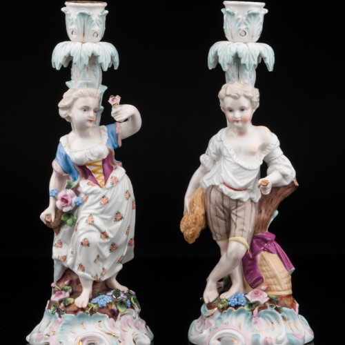 Парные подсвечники с юной парой, Франция, кон. 19 в