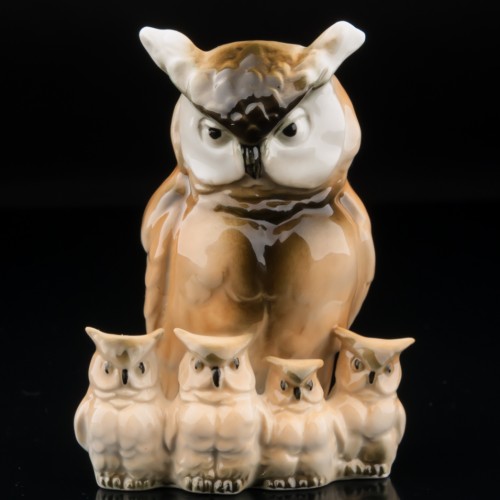 Сова с совятами, миниатюра, Sitzendorf, Германия, вт. пол. 20 в