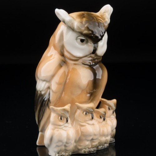 Сова с совятами, миниатюра, Sitzendorf, Германия, вт. пол. 20 в