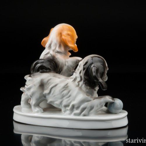 Пекинесы, играющие с мячом, Carl Scheidig, Германия, 1906-35 гг